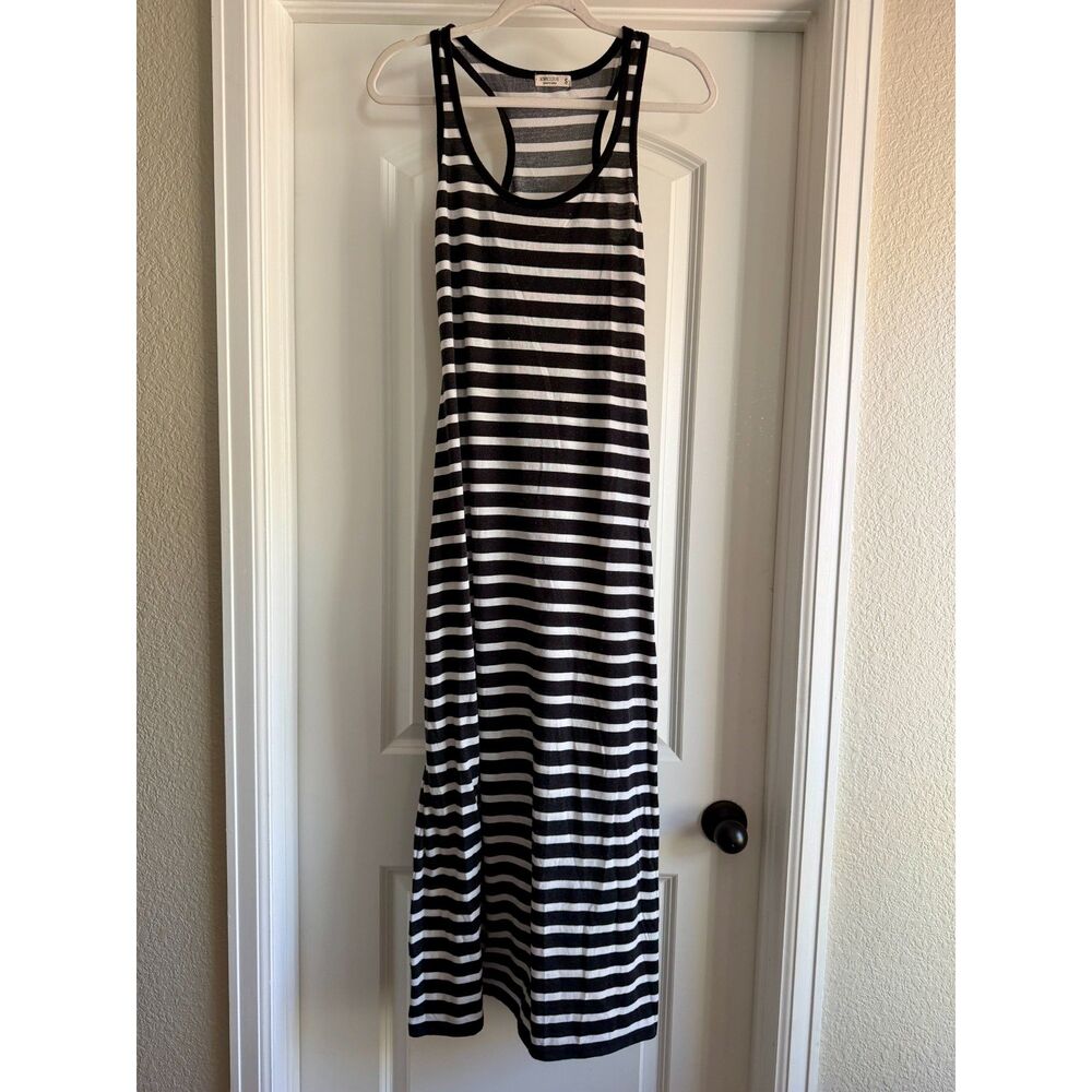 Love Culture Black White Striped Racerback Maxi Dress Small Stretch 2010s